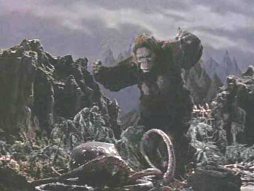 Film frame: puppet Oodaku vs. King Kong